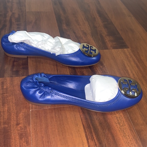 Tory Burch Reva Mestico Blue Nile and Gold Ballet Flats - Picture 3 of 10